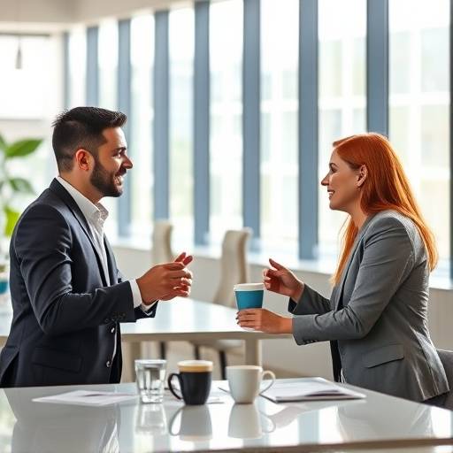 Imagem de um grupo de executivos interagindo durante um coffee break em um evento corporativo em BH.